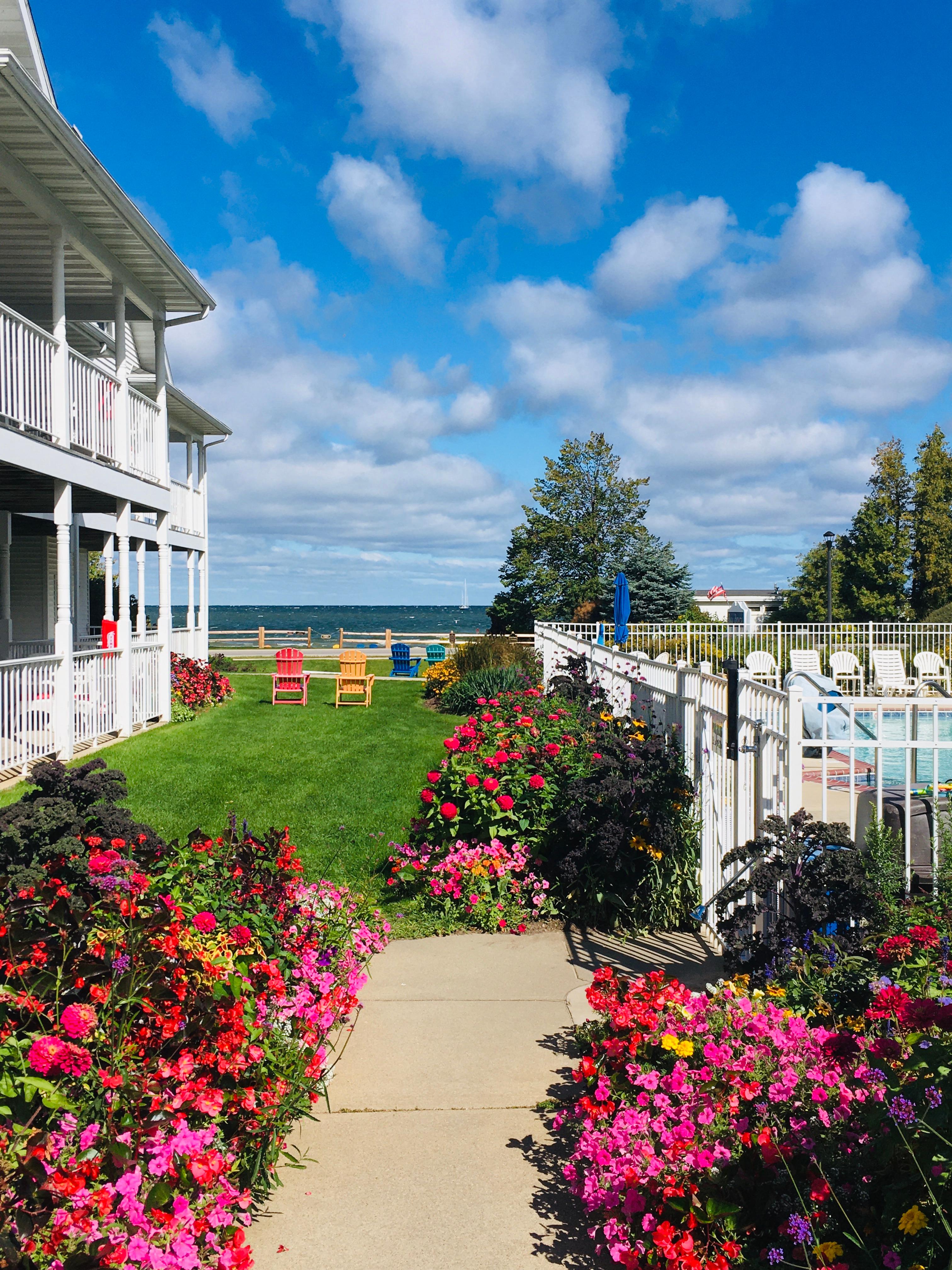 View from heated pool to beach