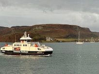View of water and ferry boats from our window