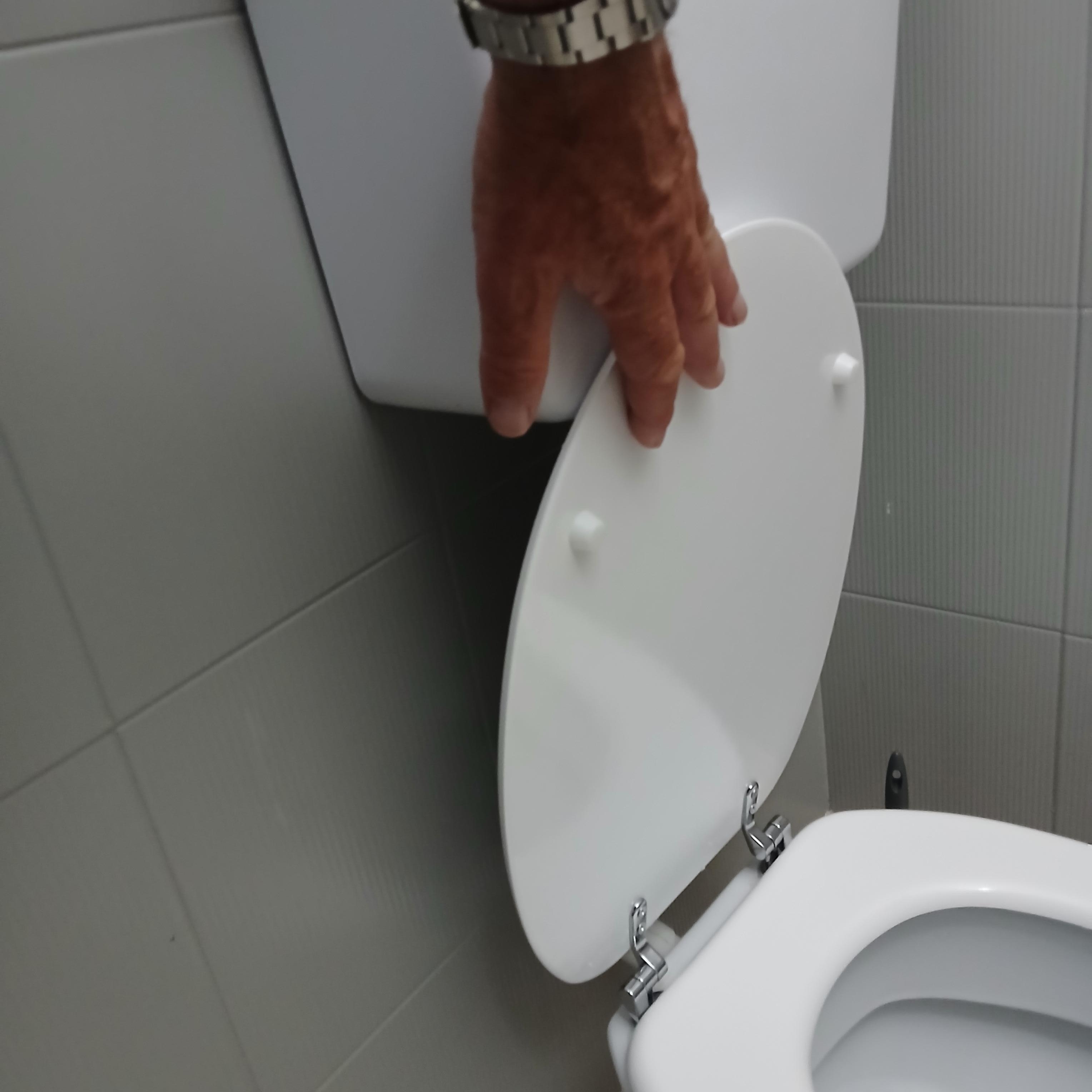 Toilet too close to wall so lid falls down