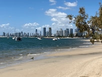 Beach in front of apartment building