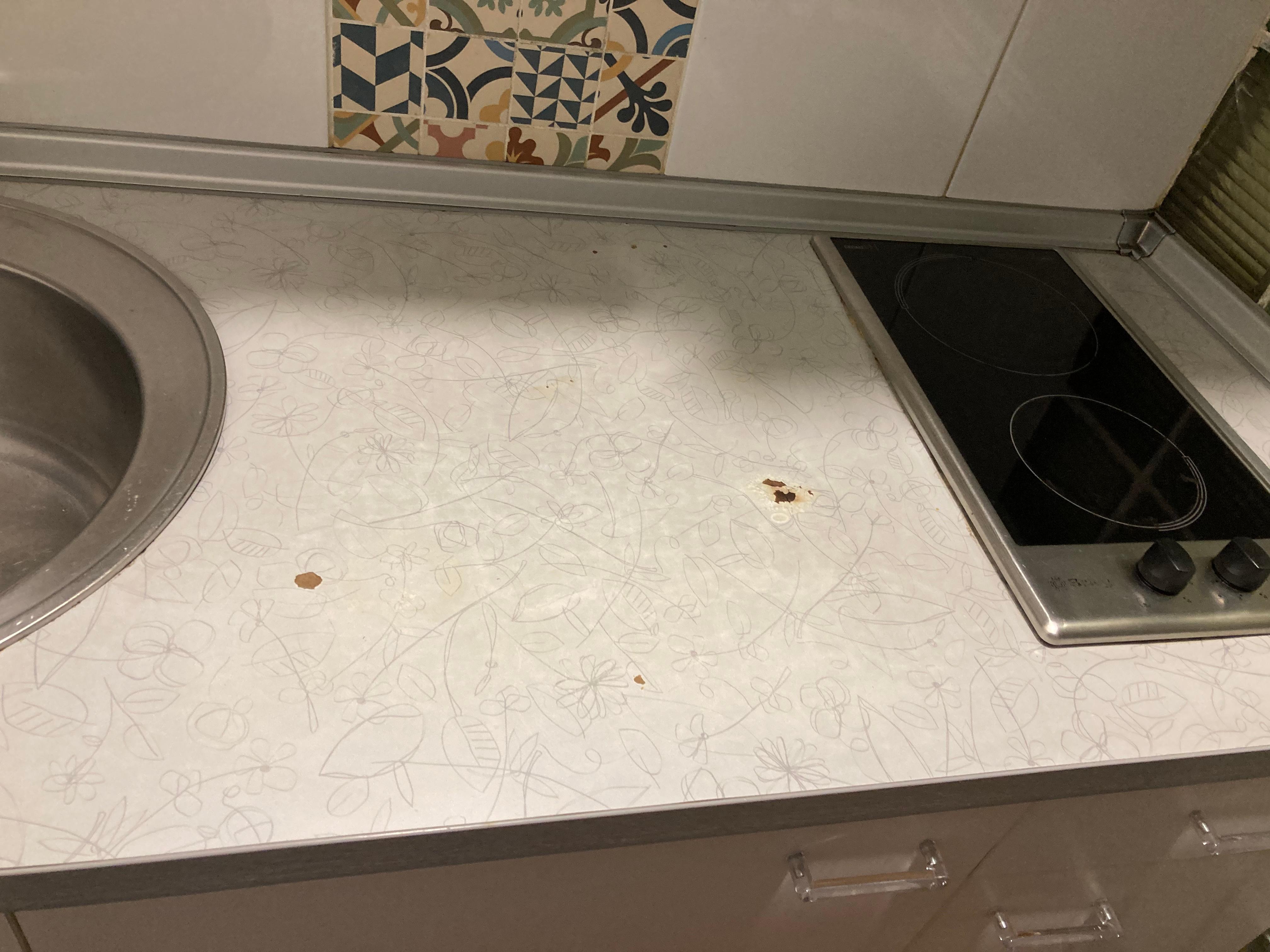 Damaged kitchen worktop