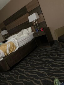 Comfortable bed and clean sheets with regular and feather pillows!