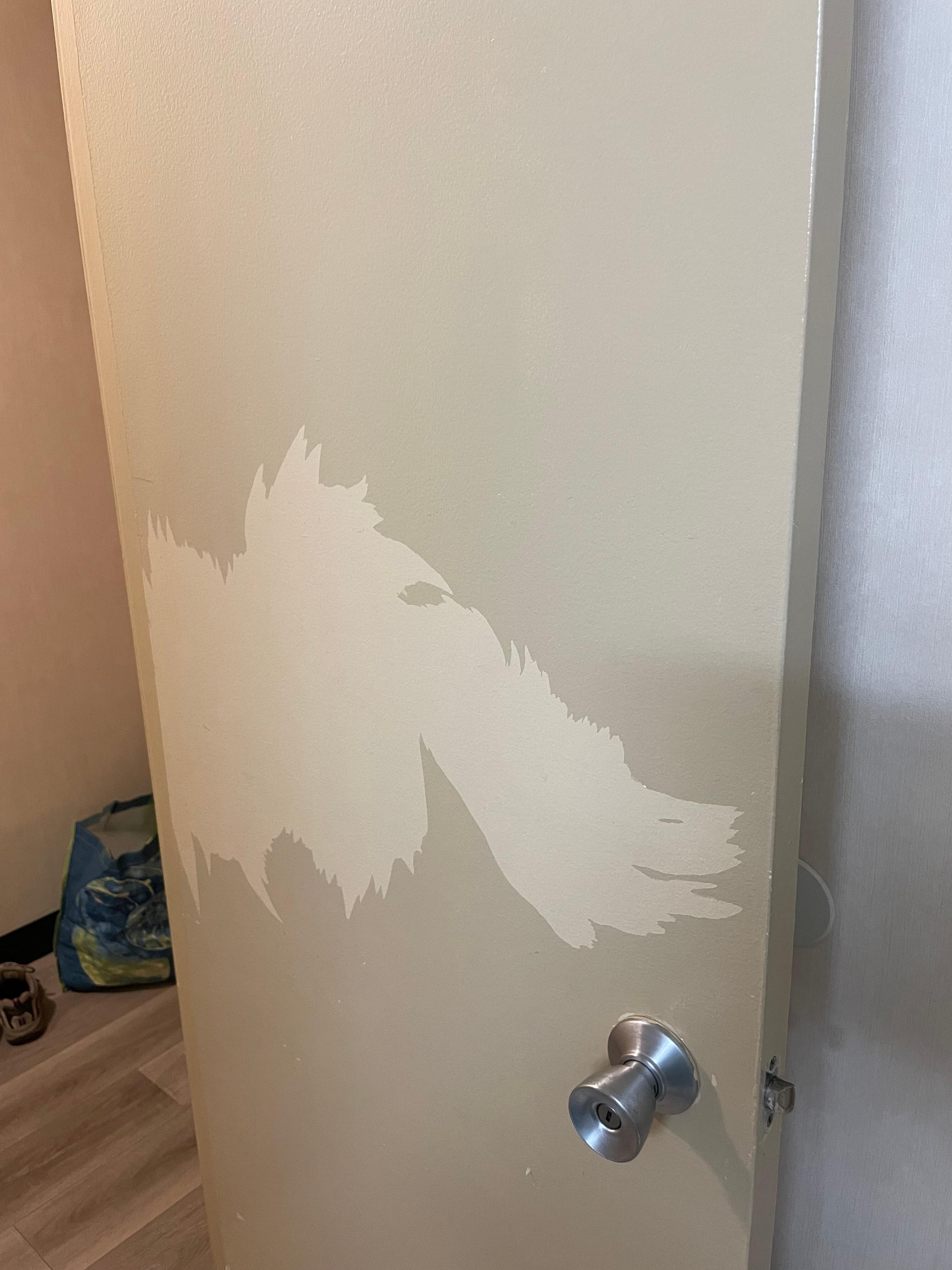 abstract art on washroom door