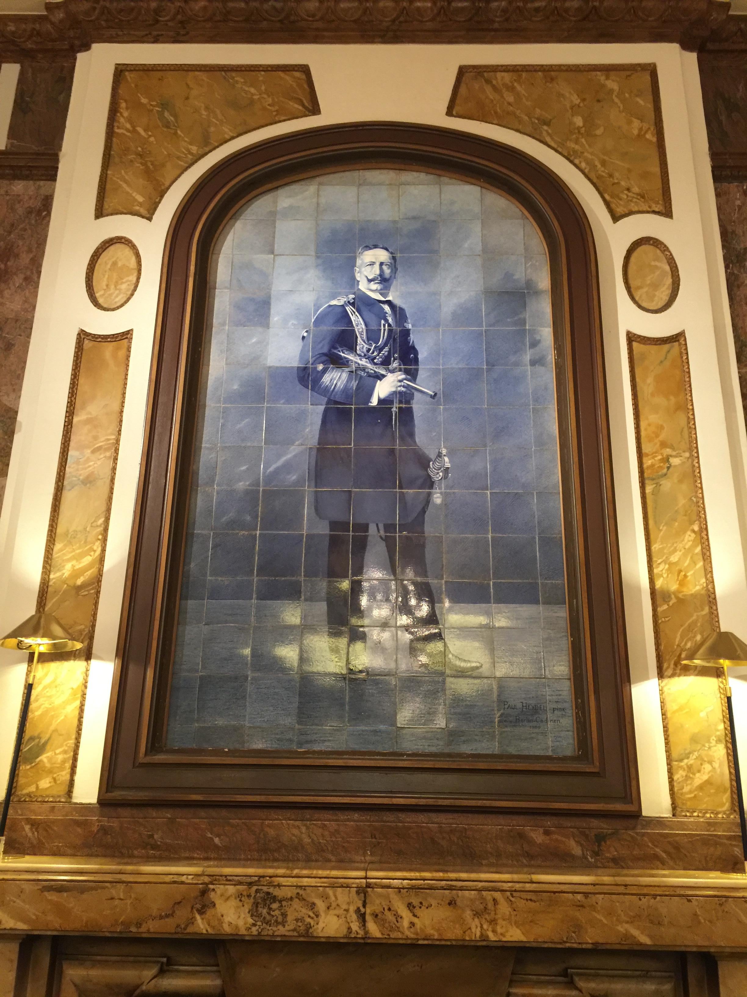 Kaiser Wilhelm II still watches over the lobby, just like he did in 1909