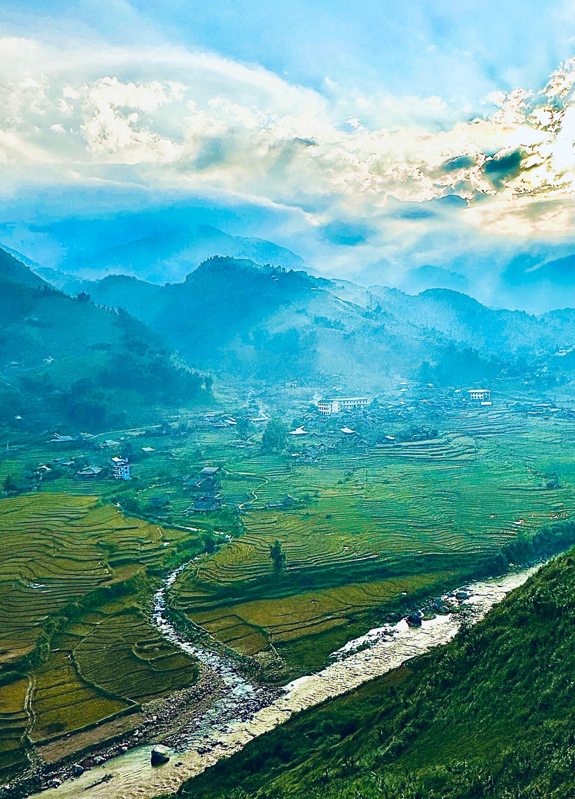 Sunset leaving the local Hmong village