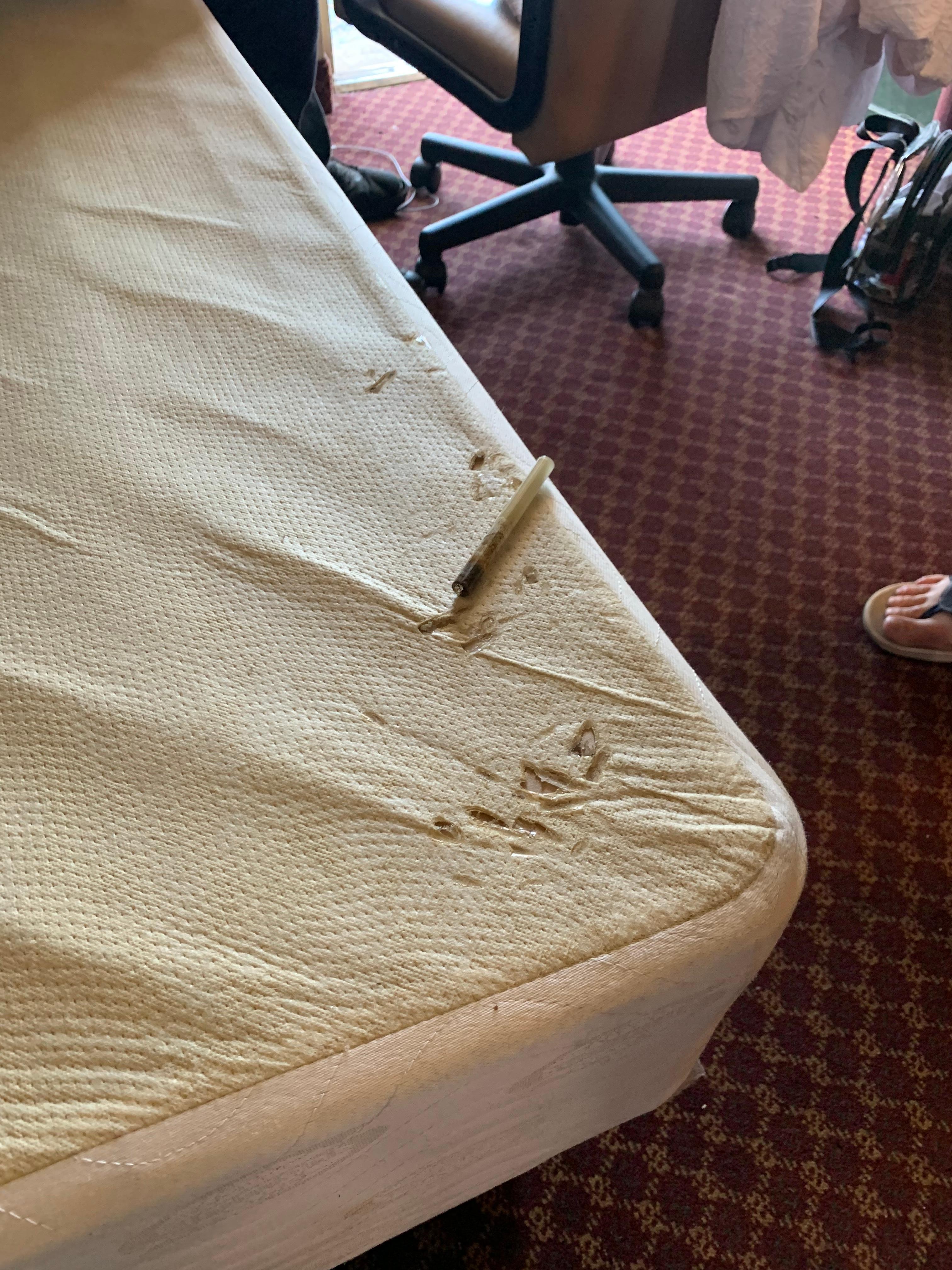 Plastic smoke pipe under mattress