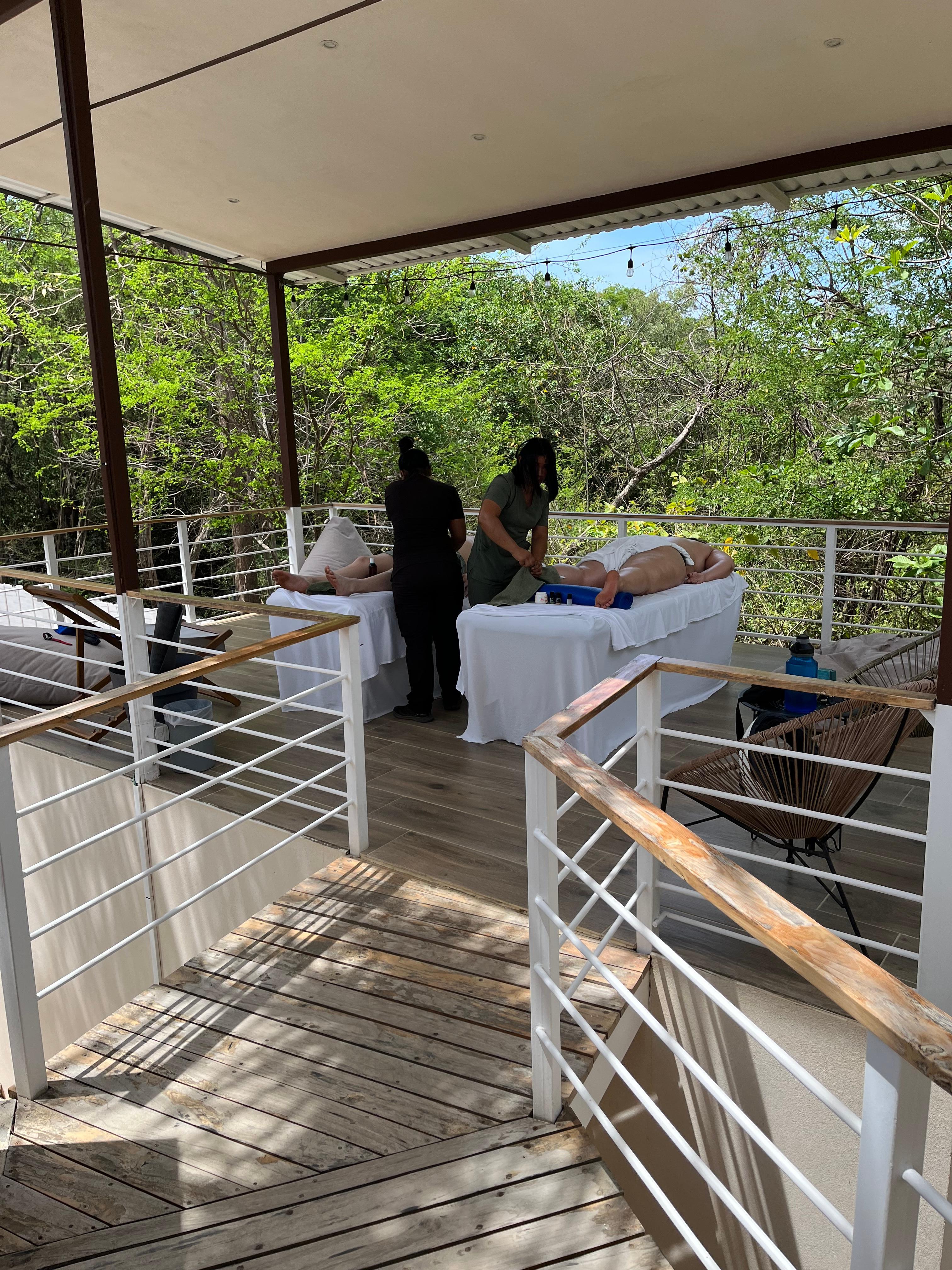 Our friends getting massages on site 