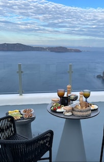 Breakfast and the view from the private balcony