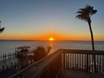 Sunset from the 3rd story rooftop deck! (There is even an elevator for people with mobility limitations, impressive for a small hotel)
