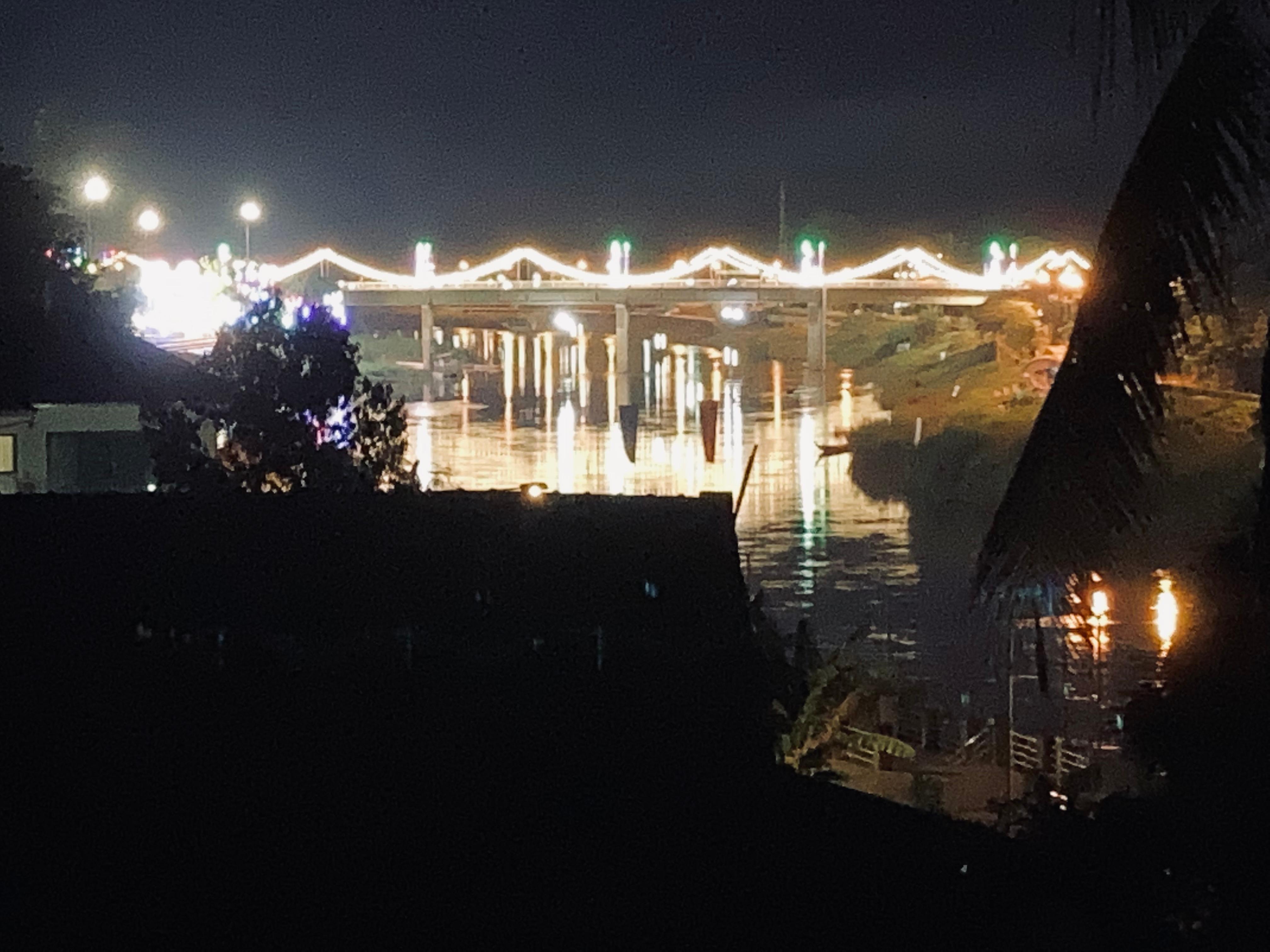 View at night from the hotel rooftop 