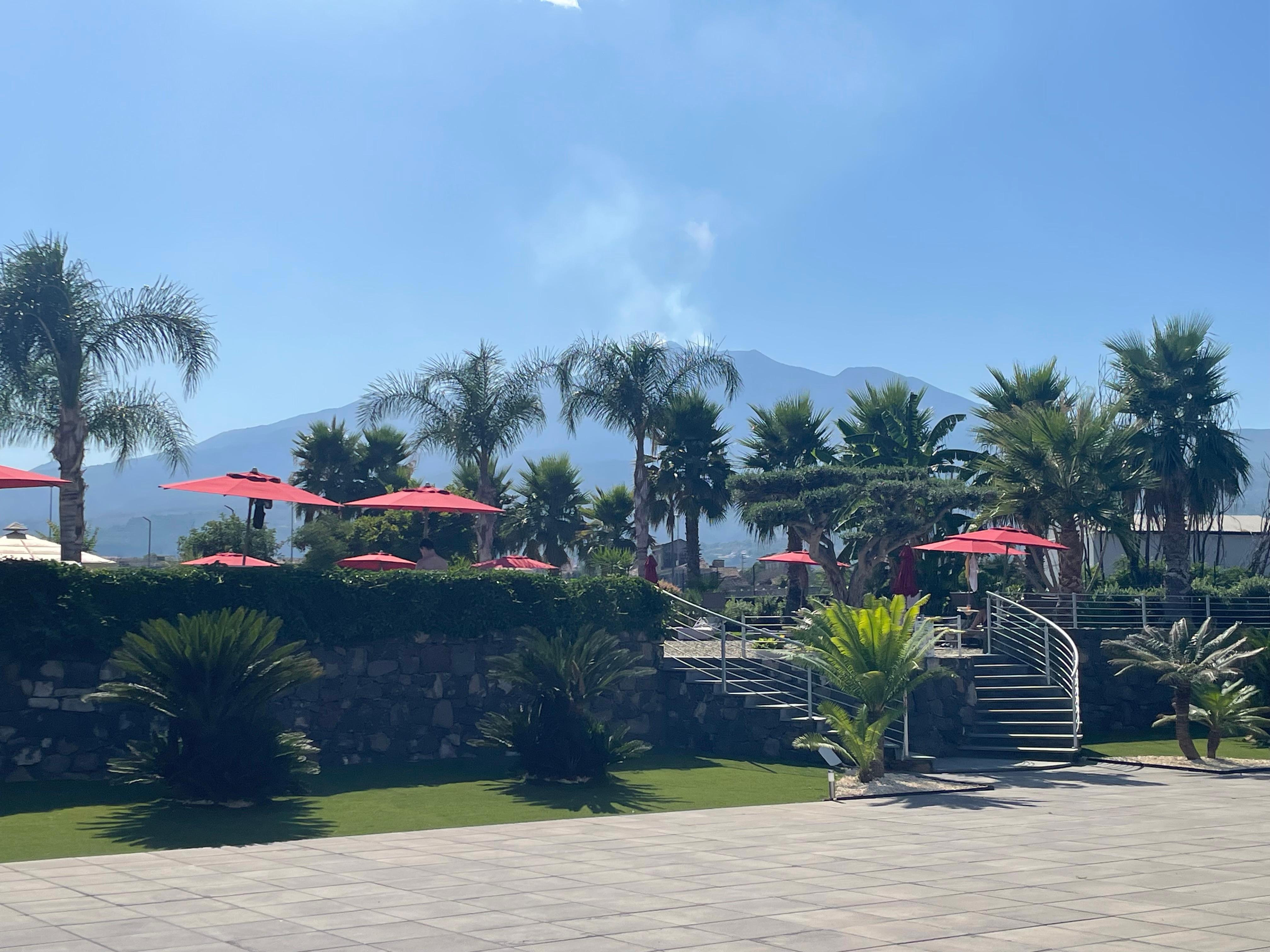 Pool area and mount Etna