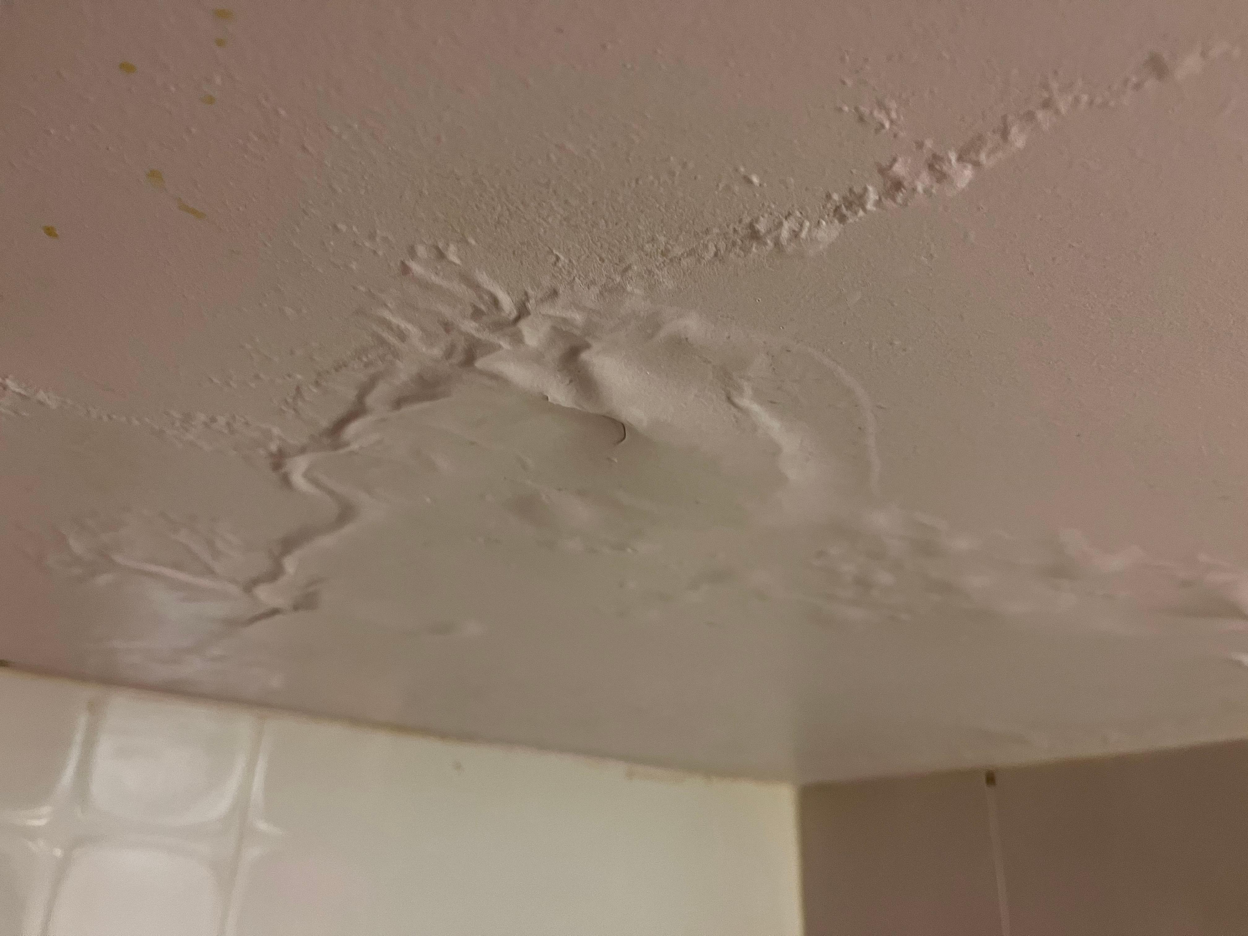 Water leaking in the ceiling in the bathroom.
