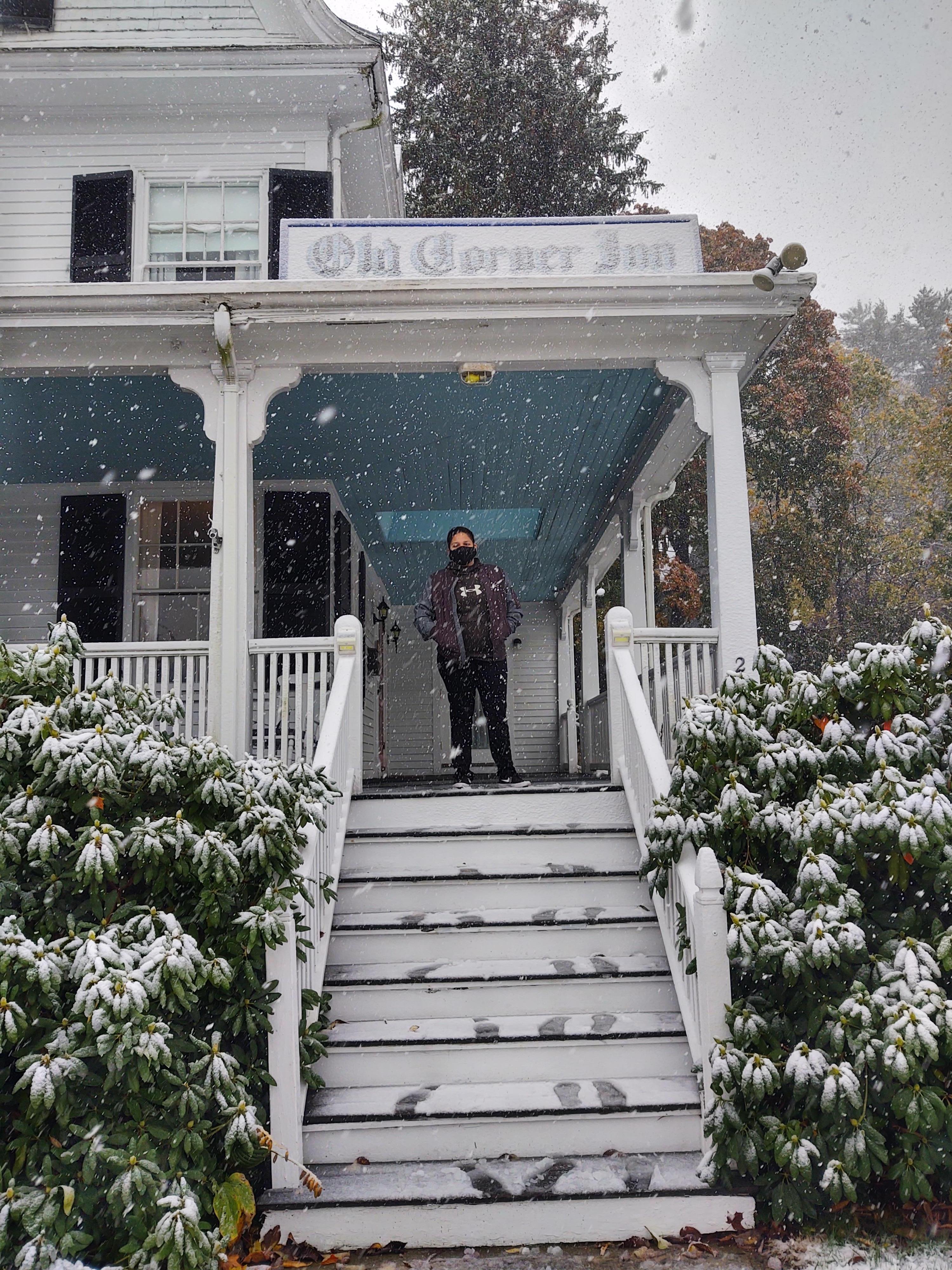 First snow of the season on the front porch (10/29)