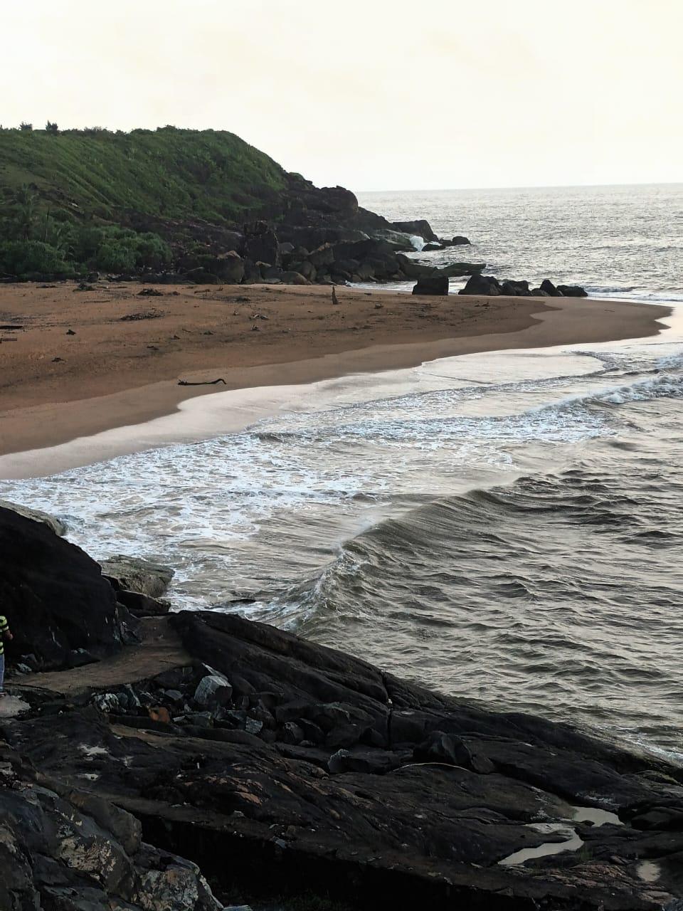 Honey Beach beside the resort with fairly steep steps leading to it.