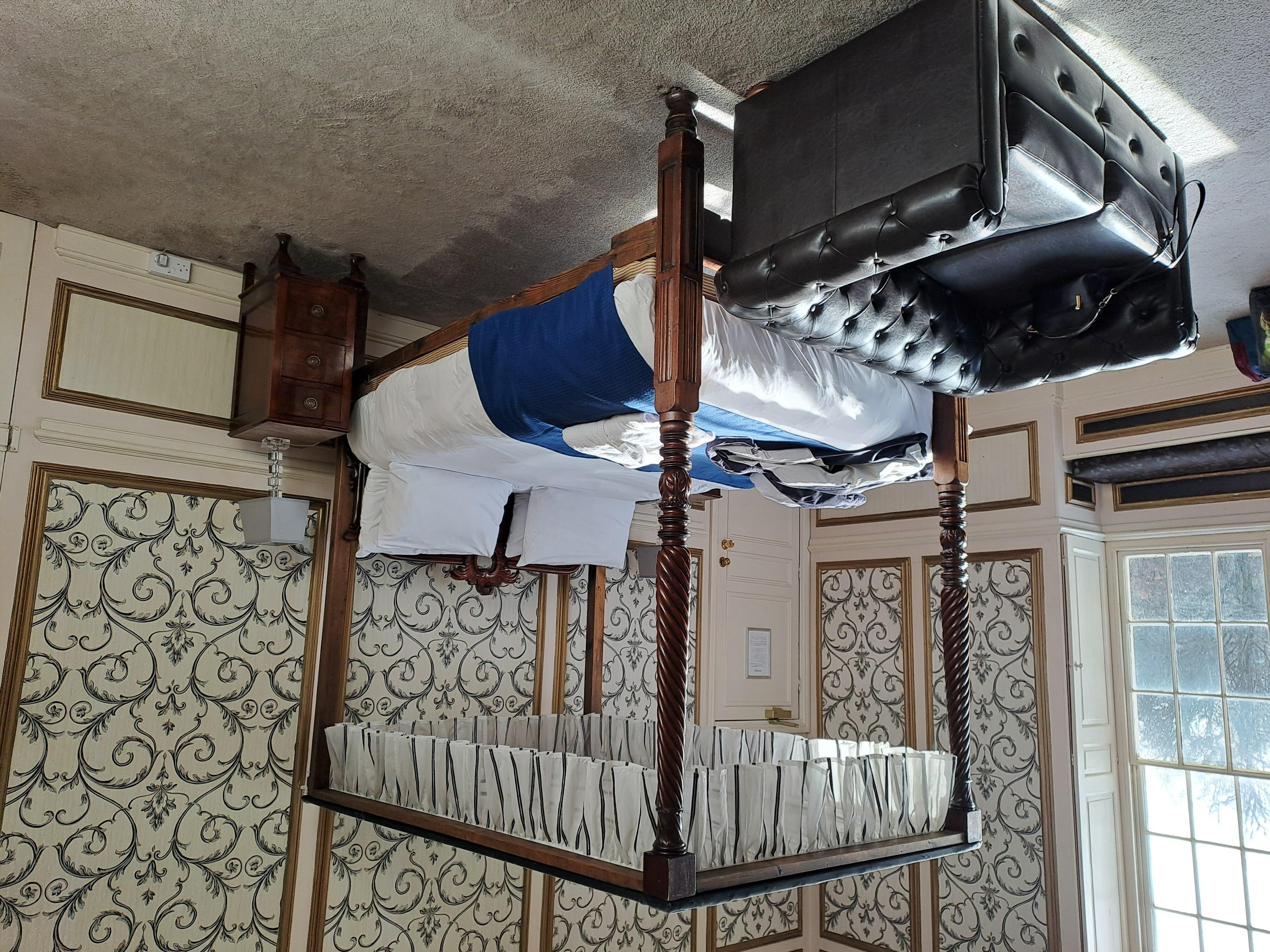 lovely upgrade to large room with 4 poster bed , free standing bath