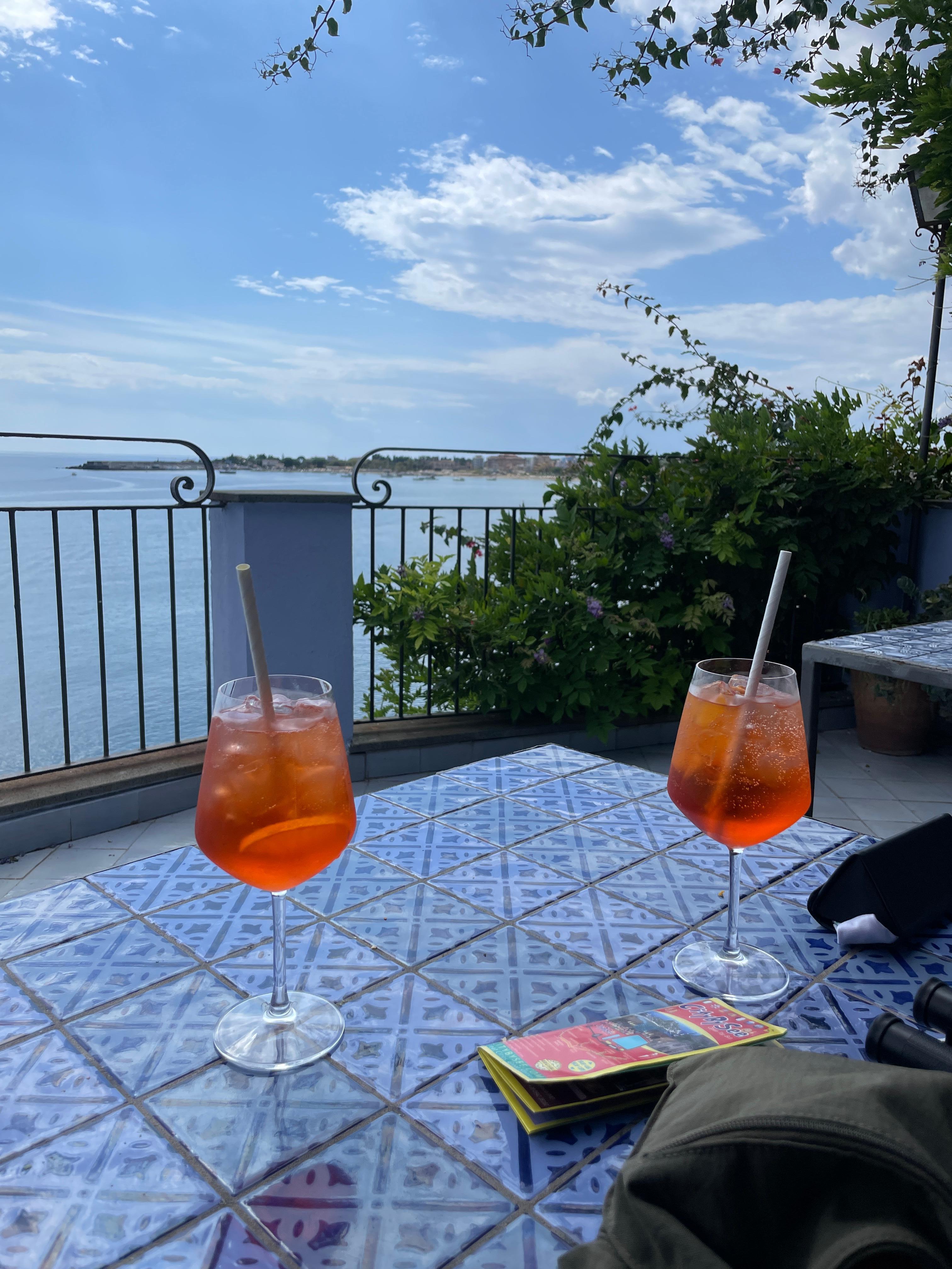 Afternoon Aperol Spritzers on the terrace.