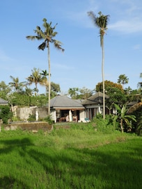 Het villa’tje ,wij gewandeld tss de rijstvelden