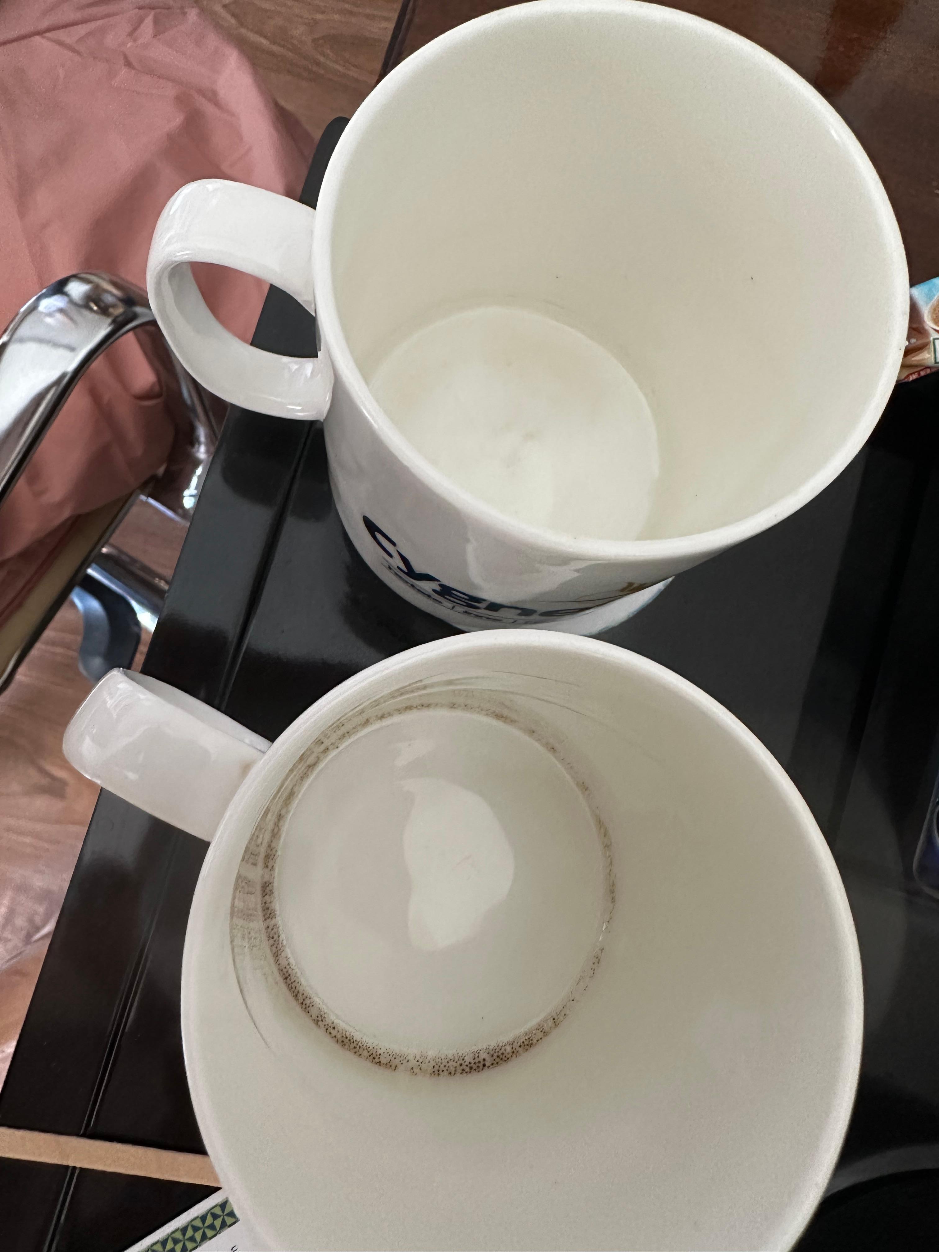 Filthy cups, mould in bottom 