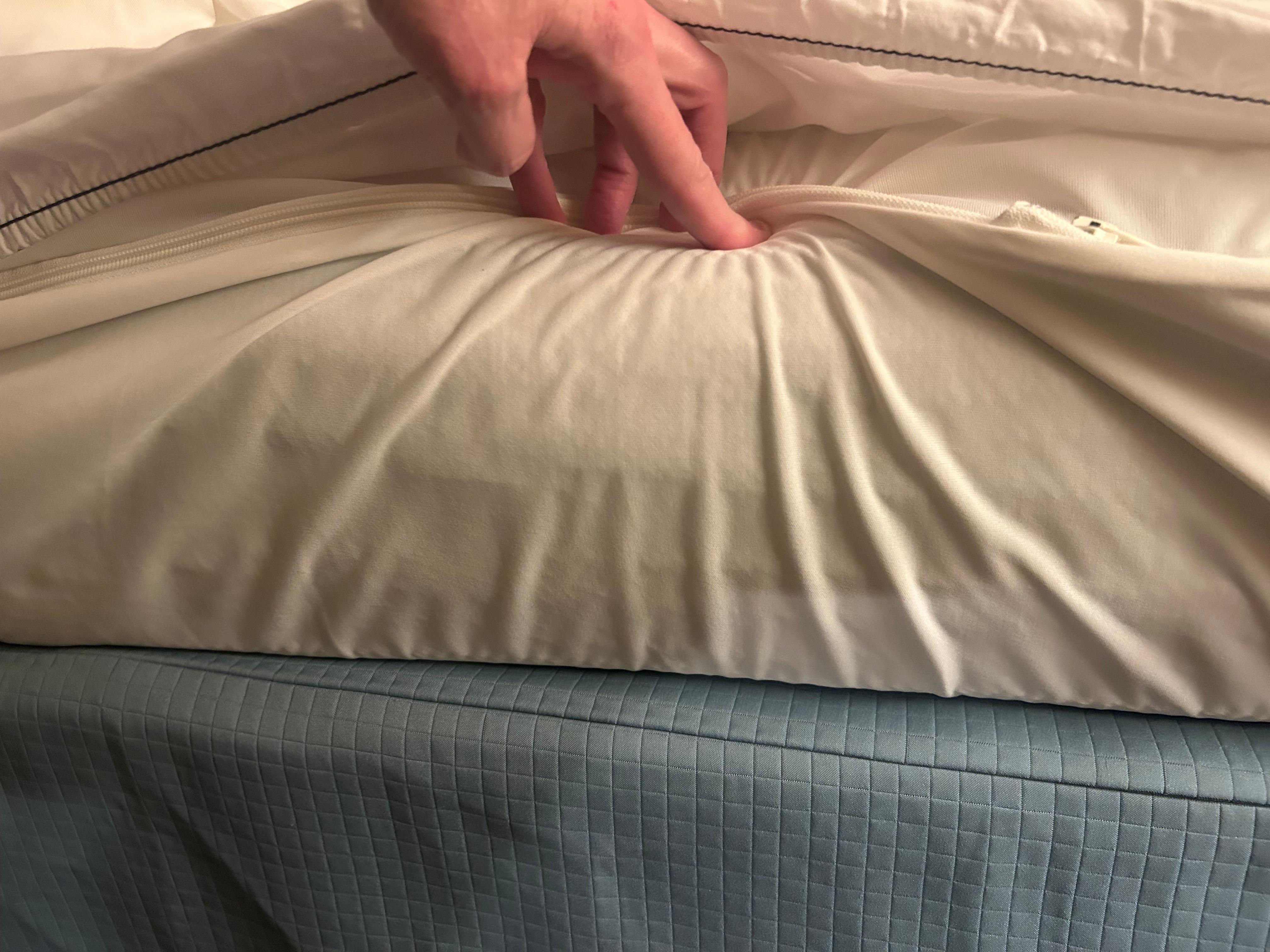 Very thin mattress,if it had a pillow top on it. It might have been tolerable.Nice that it had a plastic cover on it .