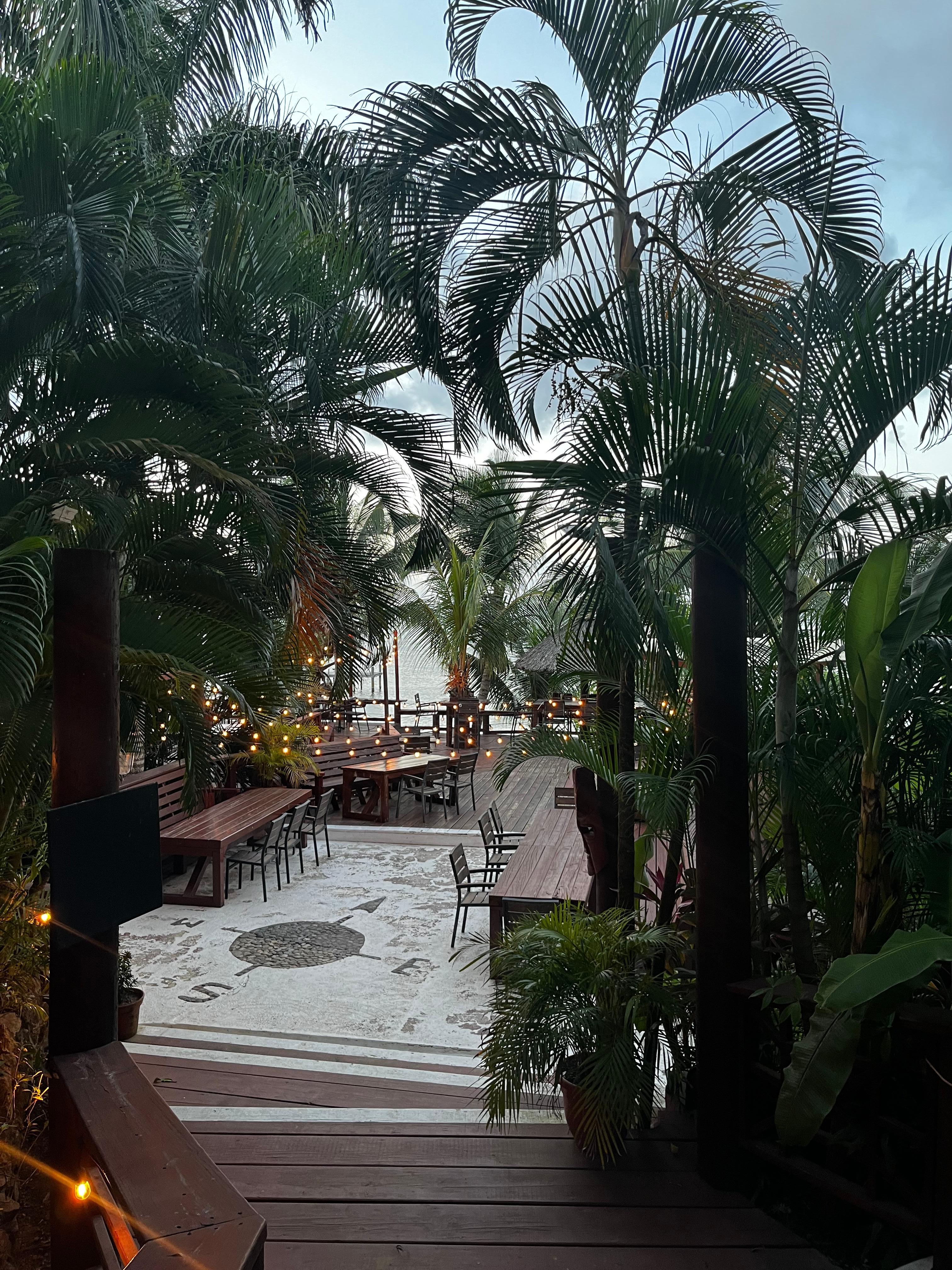 View through their shared space / restaurant going out towards the water