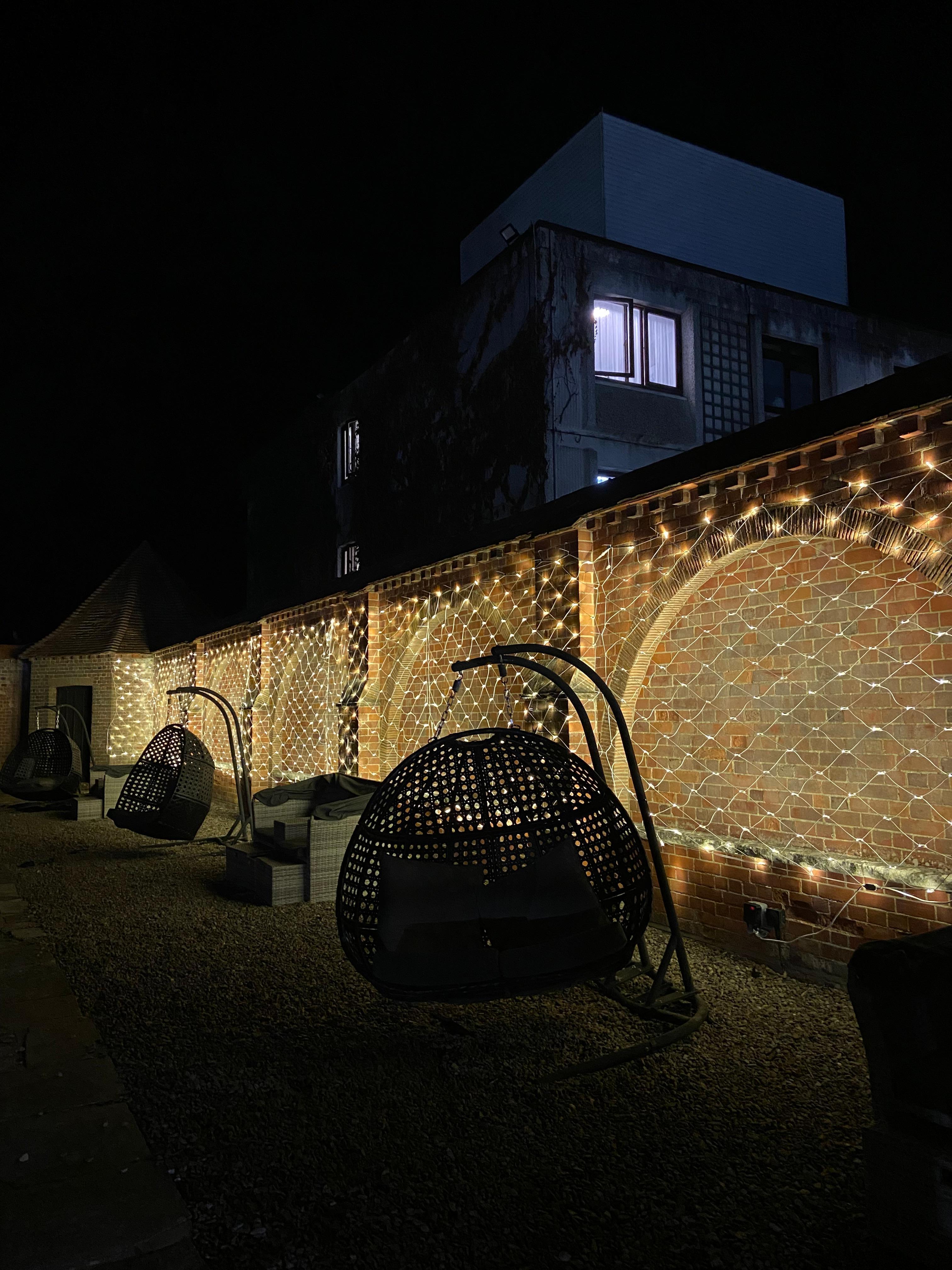 Italian garden at night