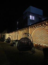 Italian garden at night
