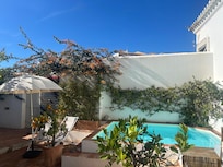 Outdoor seating and pool