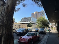 from the opposite sidewalk