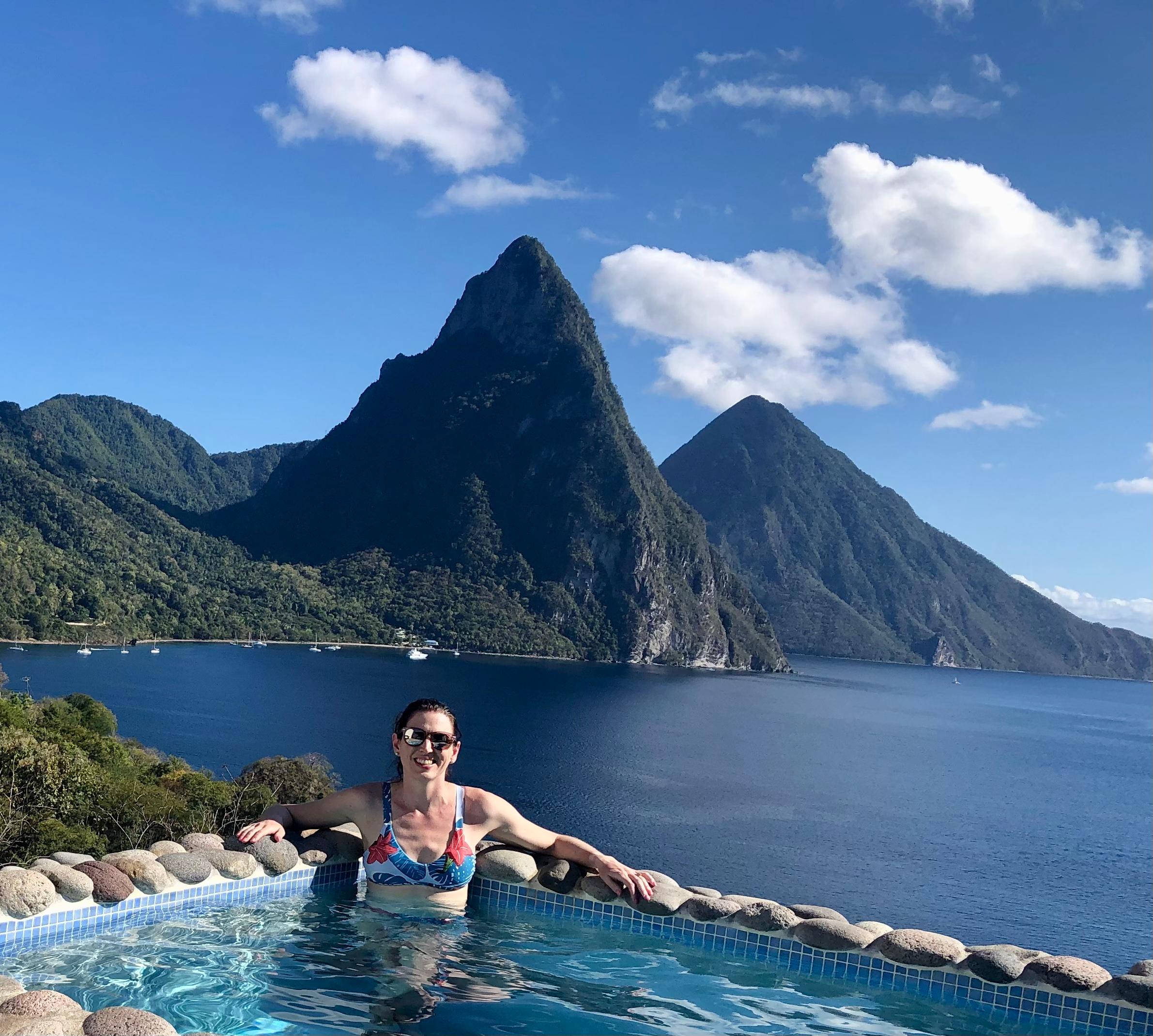 Pitons from plunge pool at Bougainvillea Suite