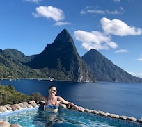 Pitons from plunge pool at Bougainvillea Suite