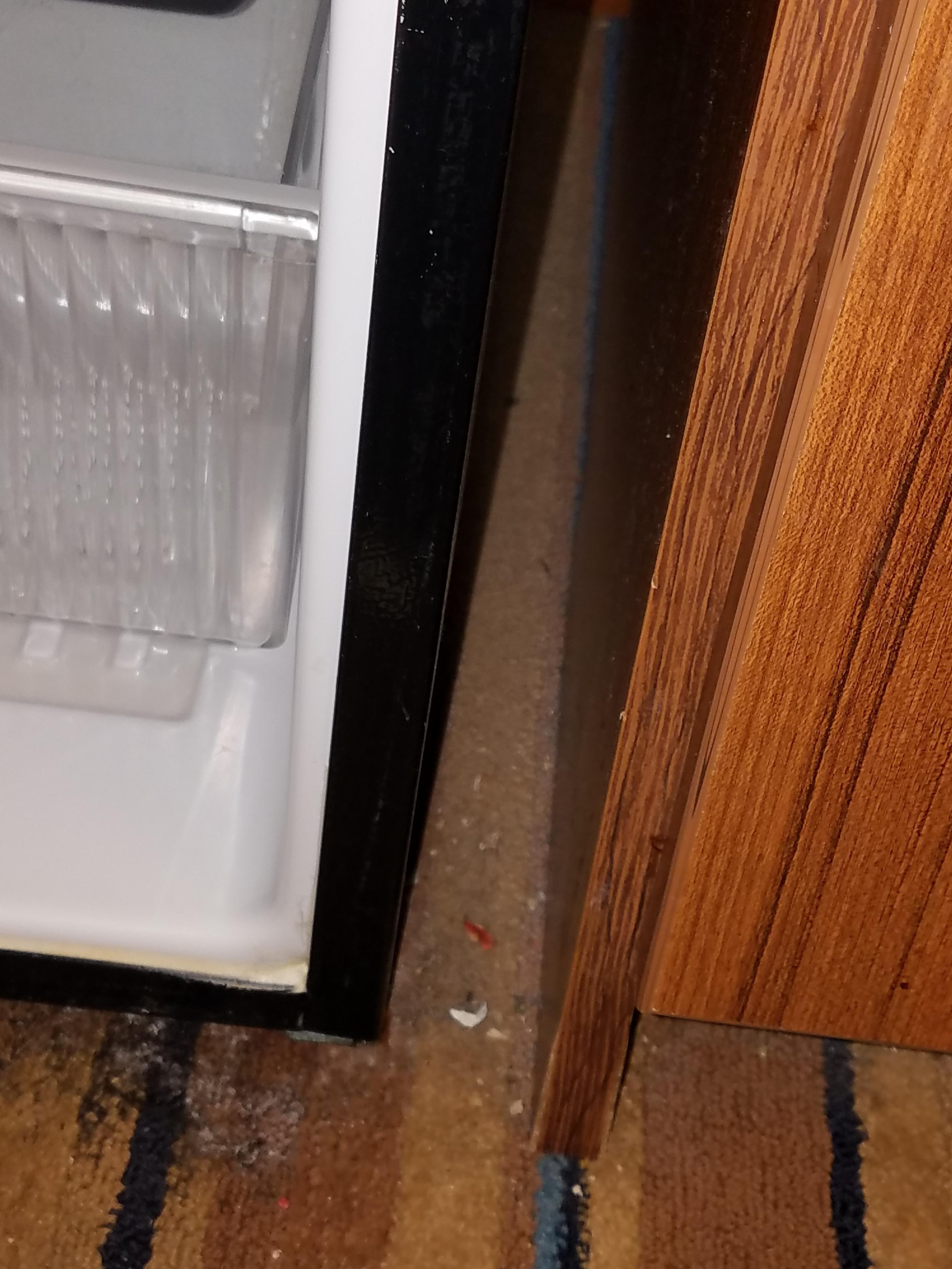 The outside of the mini fridge