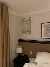 Tiny little window. The room was dark and depressing.