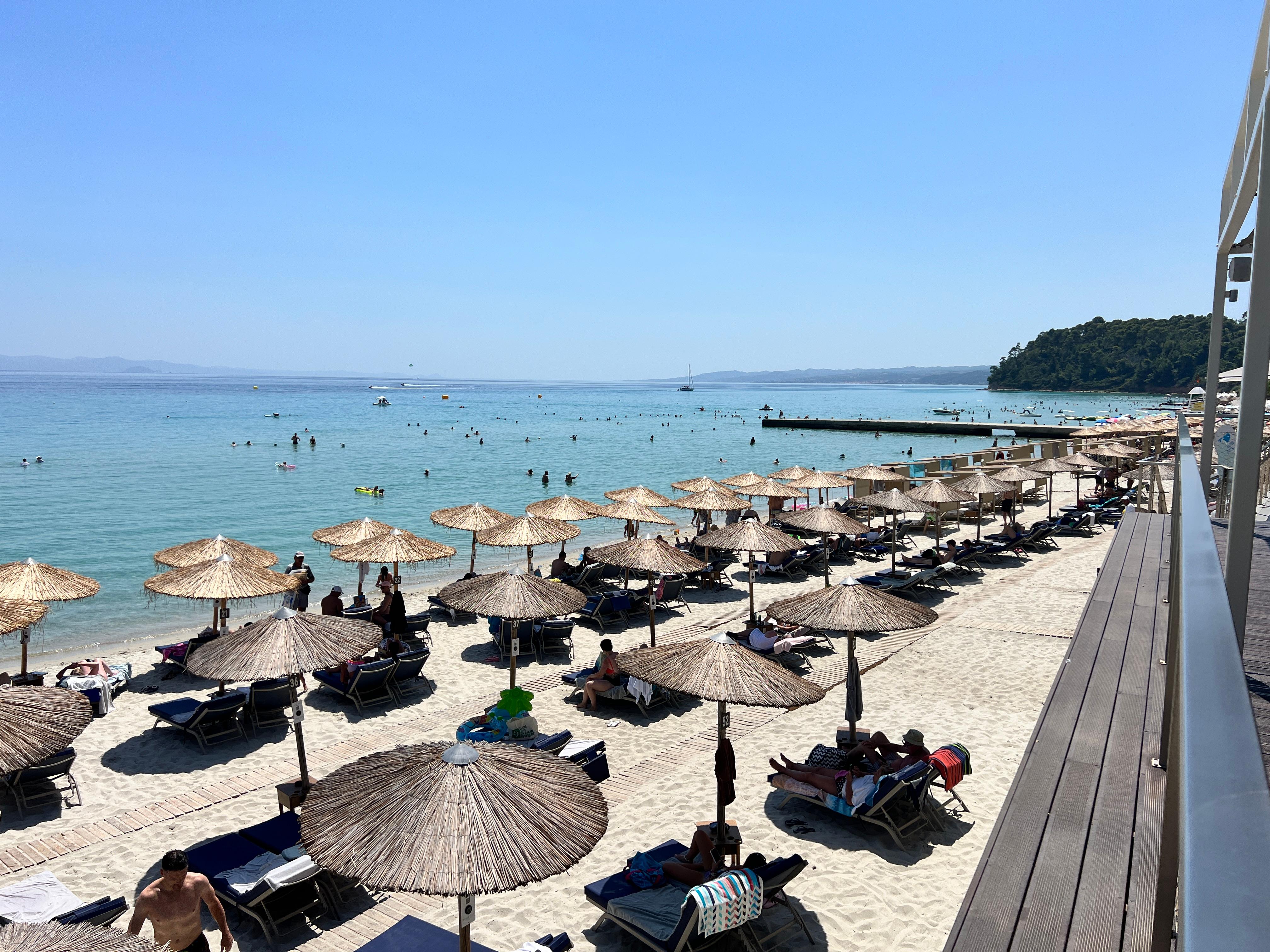 The beach in front of the hotel 