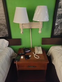 No functional bedside lamps or phone; TV remote worked 50%
