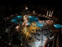 View from the Ocean View Room balcony at night