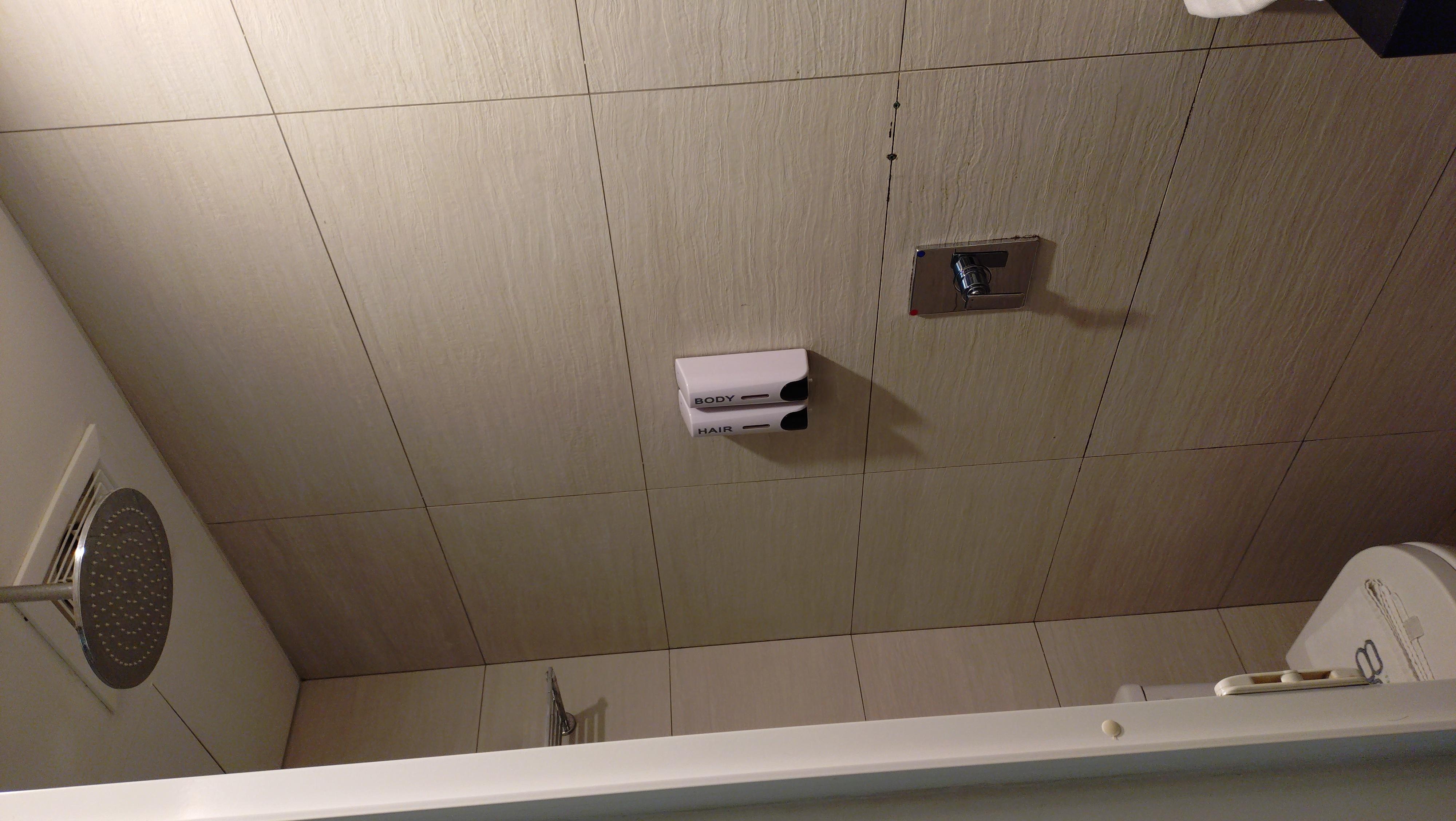 shower head is rocked on ceiling