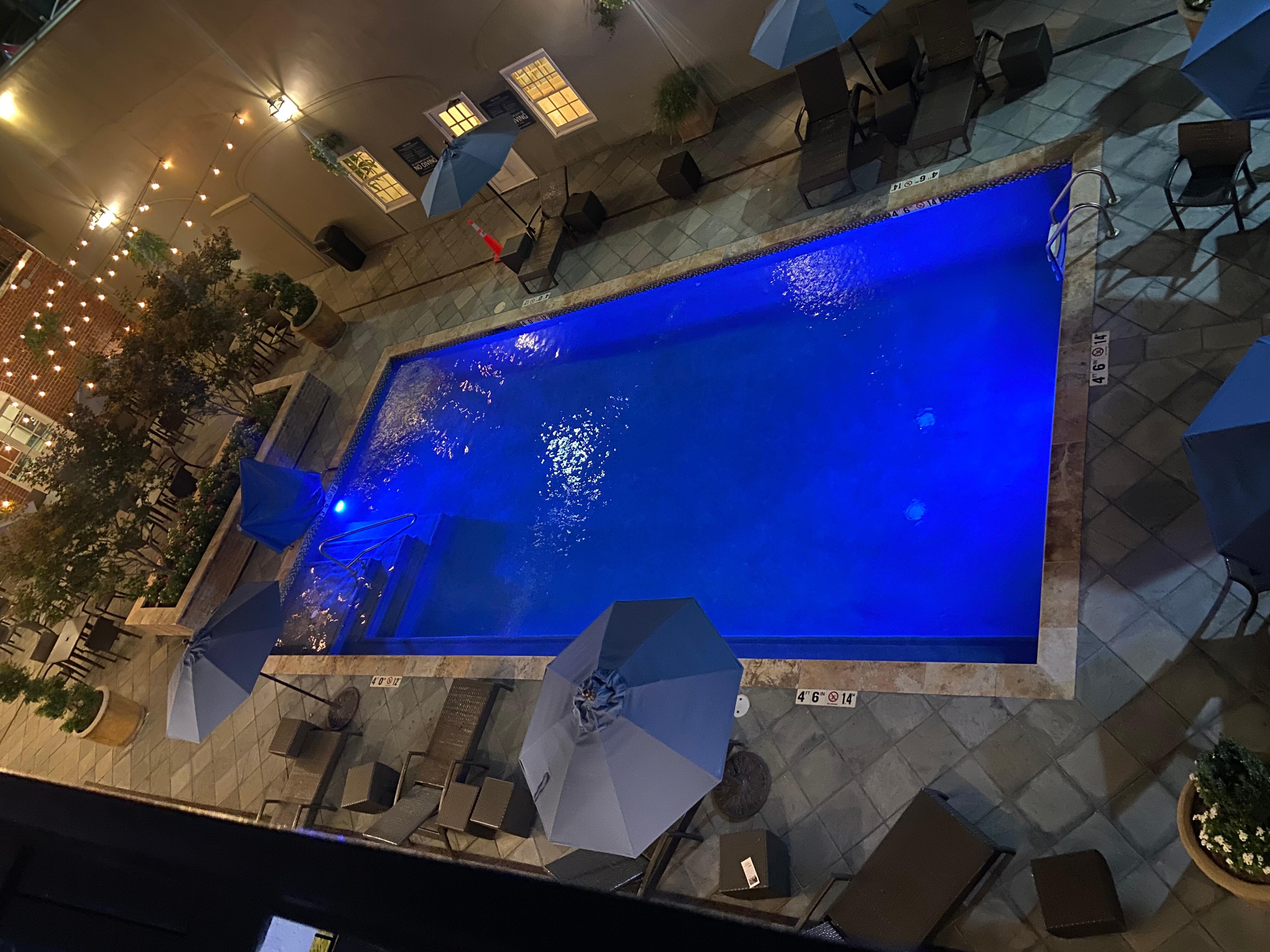 View from balcony of pool