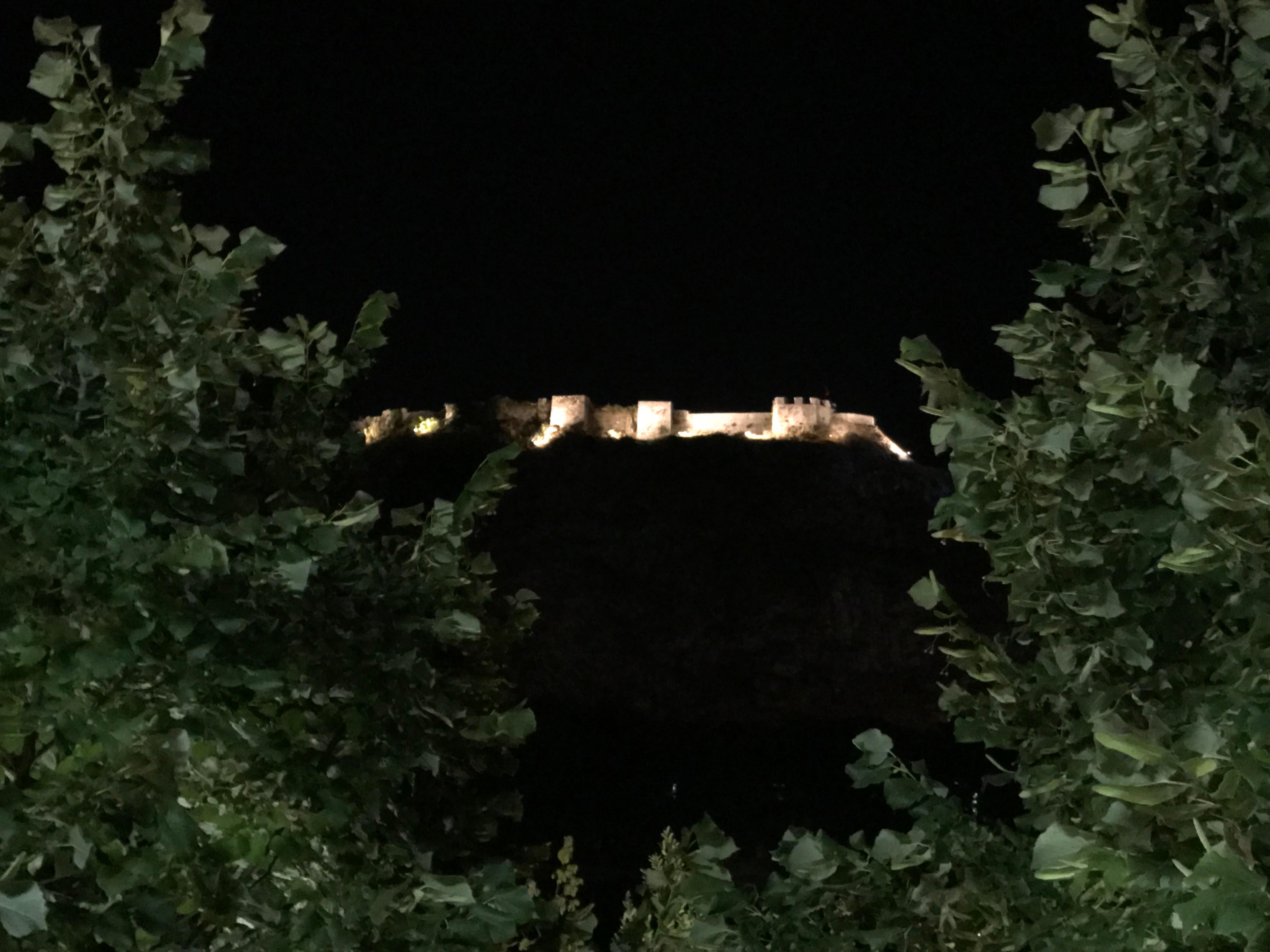 Castle view from balcony at night 