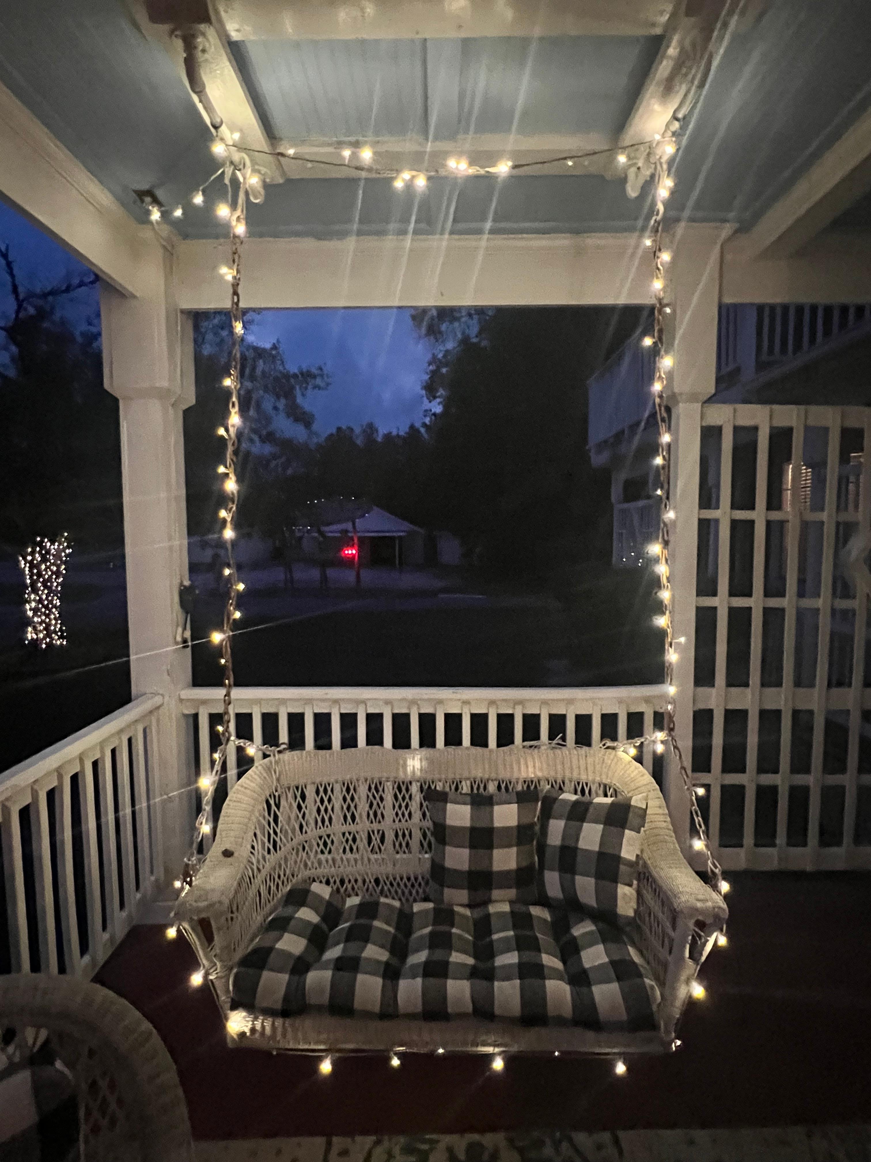 Cozy porch swing 