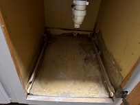 Shelf obviously broken and extremely dirty.