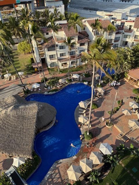 The pool area from the Sky Lounge.