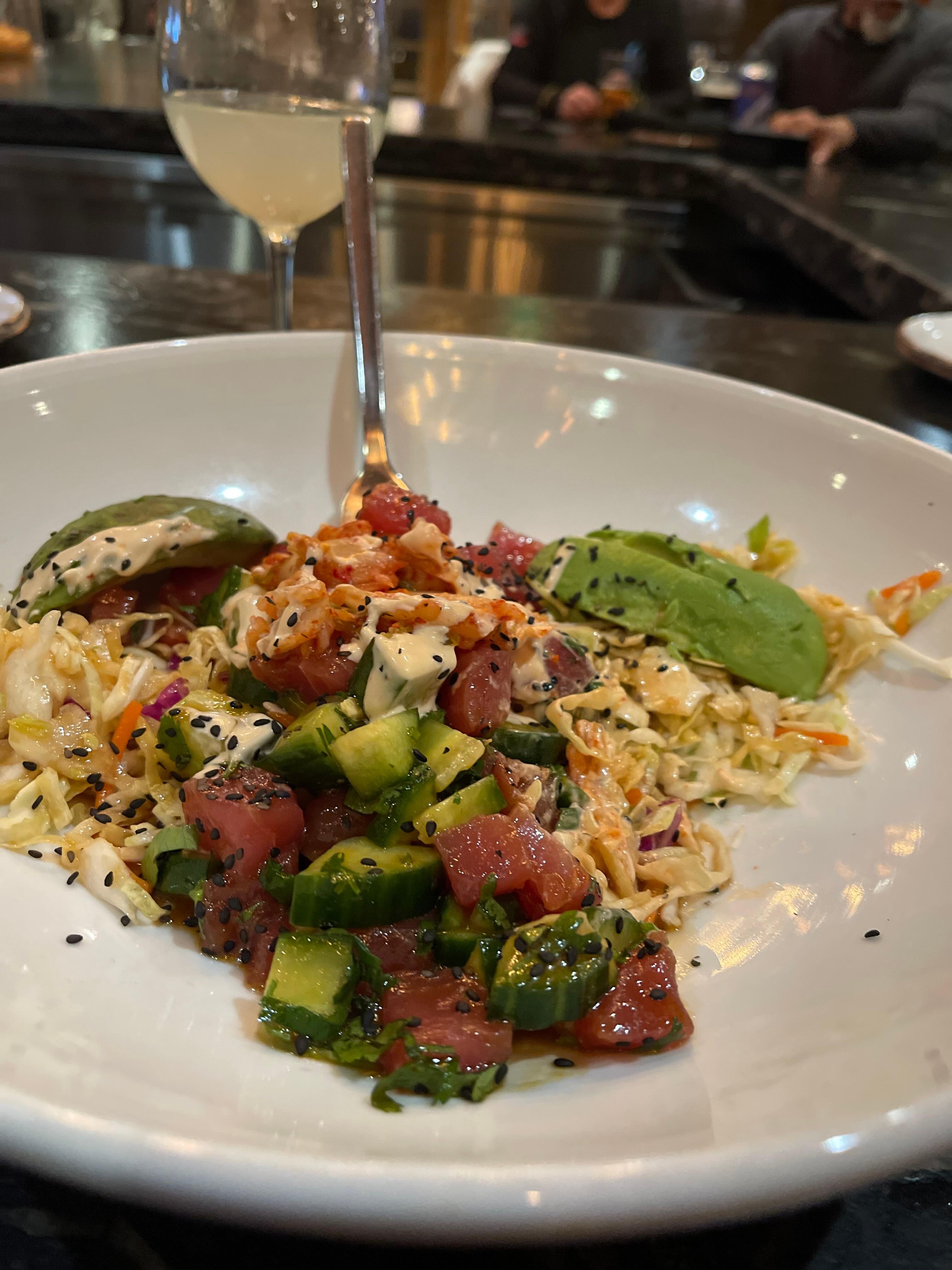 Poke bowl at the restaurant on site