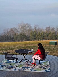 Enjoying coffee and the beautiful scenery