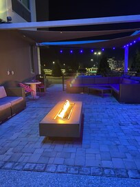 Outside area with a fire to warm up to