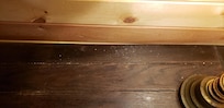 Ceiling tile on the table below.