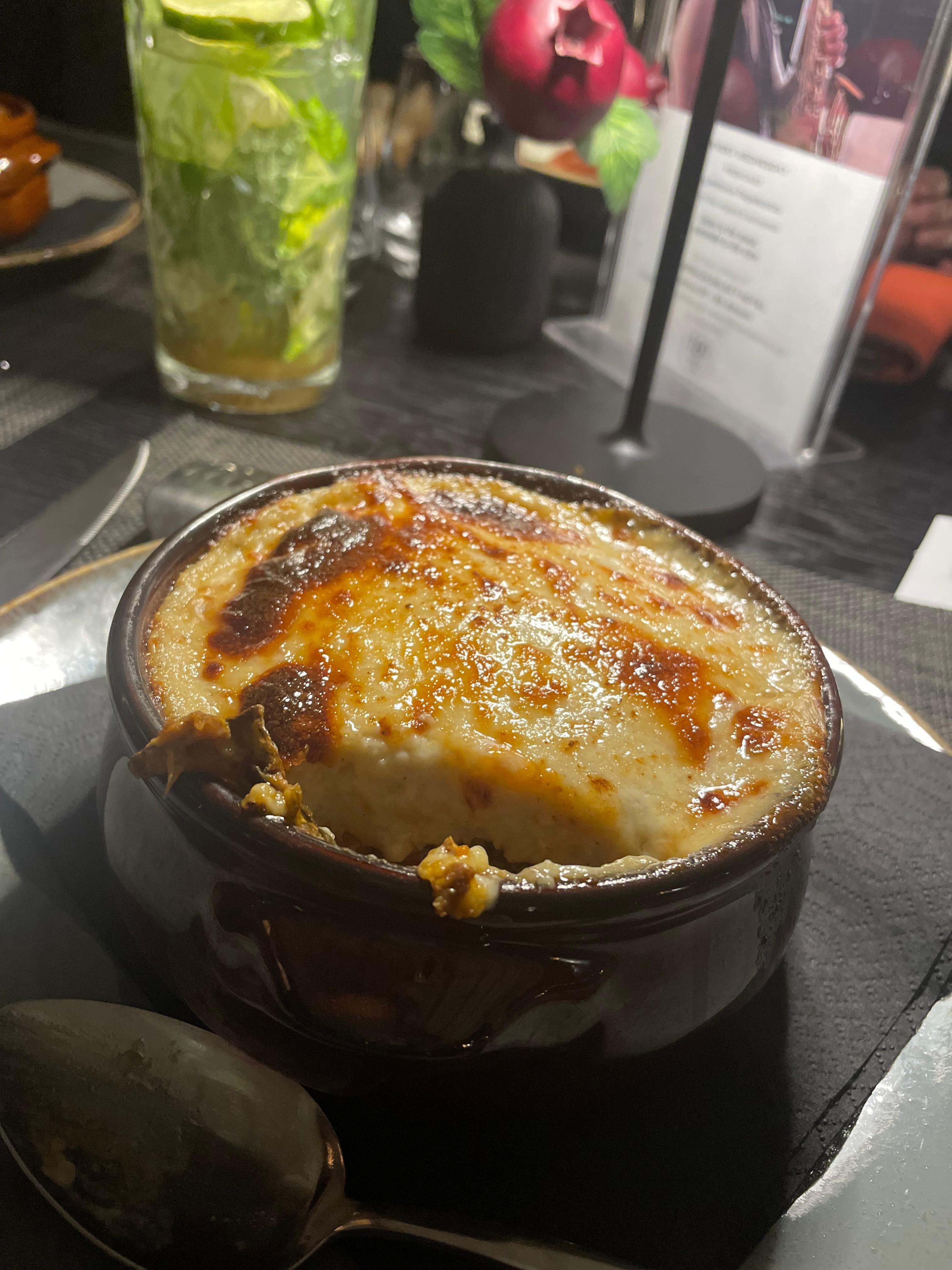 Moussaka on roof top restaurant 