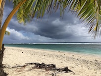 View from the beach, looking south. Most of the time we had the beach to ourselves,  or with only a handful of people in sight.