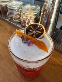 One of the many delicious drinks from master mixologist Harris.