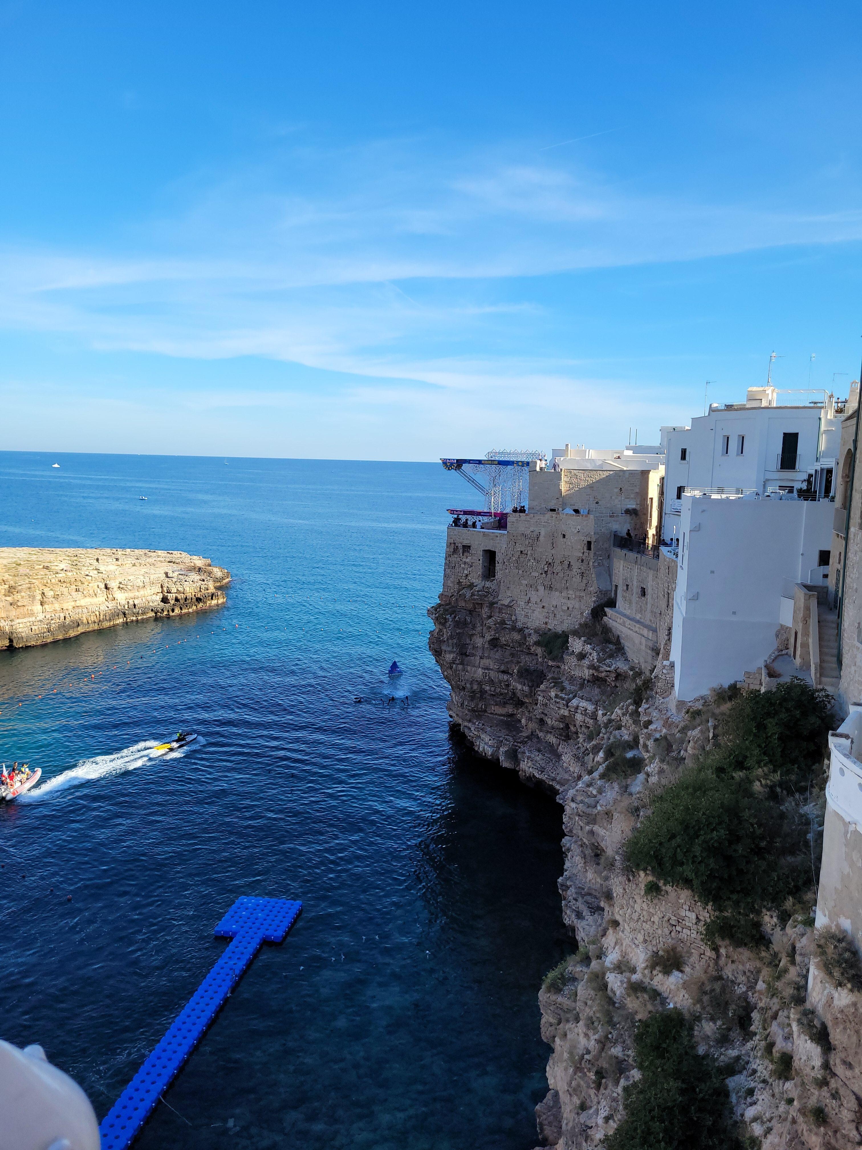 Practicing cliff diving
