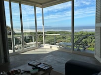 View of beach and ocean from our room